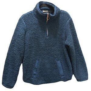 Adrienne Vittadini Sport Women's XL Sweater 1/4 Zip TINY WHITE BALLS Blue